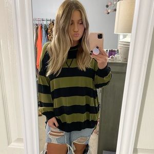 Free People Striped Pullover